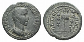 Trajan Decius (249-251). Pisidia, Antioch. Trajan Decius. Æ (24.5mm, 7.94g, 6h). Radiate, draped and cuirassed bust r. R/ Legionary eagle between two ...