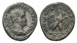 Trebonianus Gallus (251-253). Antioch. BI Tetradrachm (27mm, 11.10g, 12h), AD 251. Laureate, draped and cuirassed bust r.; Z below. R/ Eagle standing ...