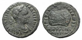 Valerian I (253-260). Ionia, Metropolis. Æ (28mm, 8.92g, 6). Nikias, strategos. Laureate, draped and cuirassed bust r. R/ Prize urn containing two pal...