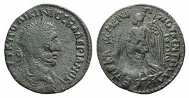 Valerian I (253-260). Lydia, Tralles. Æ (28mm, 5.71g, 6h). Kl. Menippos, magistrate. AVT K ΠO ΛIKINIOC BAΛEPIANOC, Laureate, draped and cuirassed bust...