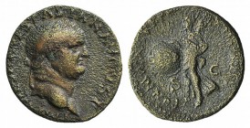 Vespasian (69-79). Æ (19mm, 2.49g, 12h). Ephesus (?), AD 77-78. Laureate head r. R/ Victory advancing l., holding inscribed shield. RIC II 1507; RPC I...