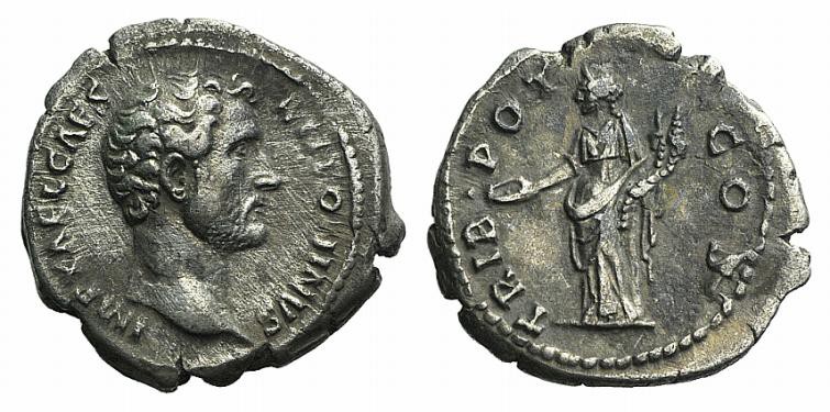 Antoninus Pius (Caesar, 138). AR Denarius (19mm, 3.13g, 4h). Rome, AD 138. Bare ...