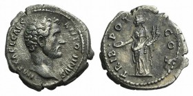 Antoninus Pius (Caesar, 138). AR Denarius (19mm, 3.13g, 4h). Rome, AD 138. Bare head r. R/ Concordia standing l., holding patera and double cornucopia...
