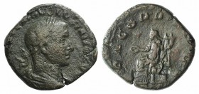 Volusian (251-253). Æ Sestertius (25mm, 15.03g, 12h). Rome, 251-2. Laureate, draped, and cuirassed bust r. R/ Concordia seated l. holding patera and d...