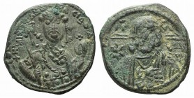 Michael VII Ducas (1071-1078). Æ 40 Nummi (24mm, 5.44g, 6h). Constantinople. Bust of Christ Pantokrator facing; star to l. and r. R/ Crowned bust of M...