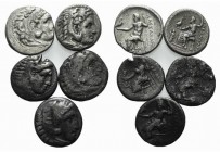 Kings of Macedon, lot of 5 AR Drachms, to be catalog. Lot sold as is, no return