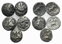 Kings of Macedon, lot of 5 AR Drachms, to be catalog. Lot sold as is, no return