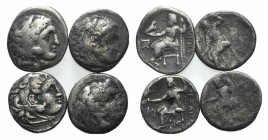 Kings of Macedon, lot of 4 AR Drachms, to be catalog. Lot sold as is, no return