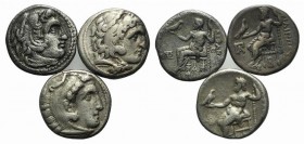 Kings of Macedon, Alexander III, lot of 3 AR Drachms. Lot sold as is, no return