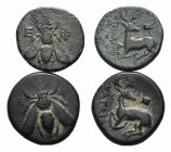 Ionia, Ephesos, lot of 2 Æ coins, to be catalog. Lot sold as is, no return