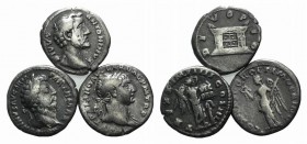 Lot of 3 Roman Imperial AR Denarii, including Trajan, Antoninus Pius and Marcus Aurelius. Lot sold as is, no return