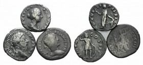 Lot of 3 Roman Imperial AR Denarii, including Trajan, Faustina Junior and Marcus Aurelius. Lot sold as is, no return
