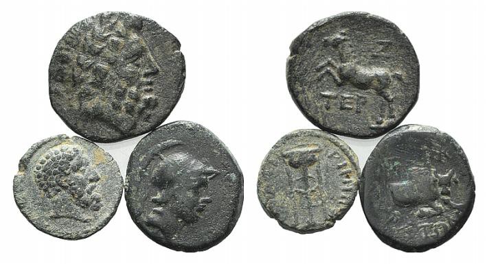 Lot of 3 Greek Bronze Coins . Lot sold as is, no return