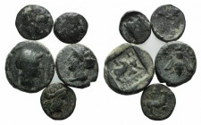 Lot of 5 Greek Bronze Coins. Lot sold as is, no return
