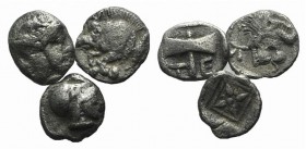 Lot of 3 Greek Ar Fractions, Tenedos Kyzikos. Lot sold as is, no return