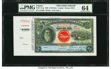 Angola Banco Nacional Ultramarino 5 Mil Reis 1.3.1909 Pick 31sp Specimen Proof PMG Choice Uncirculated 64. An appealing Specimen Proof of this early A...