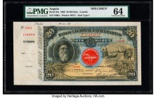 Angola Banco Nacional Ultramarino 20 Mil Reis 1.3.1909 Pick 35s Specimen PMG Choice Uncirculated 64. A well preserved example of a higher denomination...