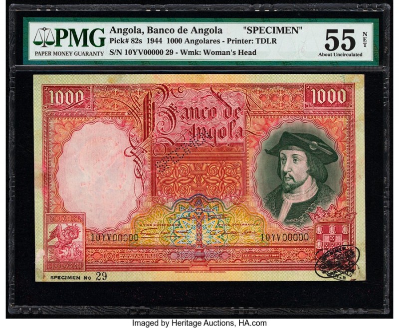 Angola Banco De Angola 1000 Angolares 1.6.1944 Pick 82s Specimen PMG About Uncir...