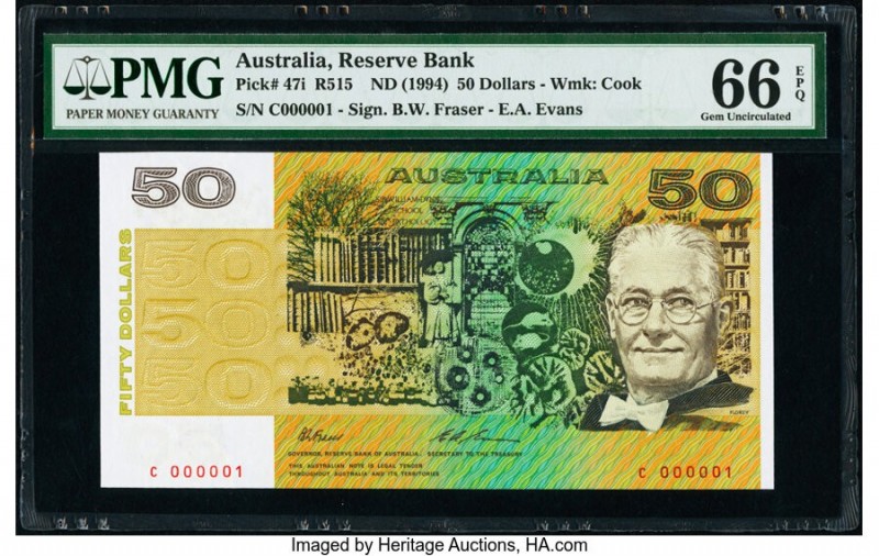 Australia Australia Reserve Bank 50 Dollars ND (1994) Pick 47i R515 Serial Numbe...