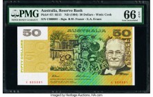 Australia Australia Reserve Bank 50 Dollars ND (1994) Pick 47i R515 Serial Number 1 PMG Gem Uncirculated 66 EPQ. Fancy serial numbers are seldom seen ...