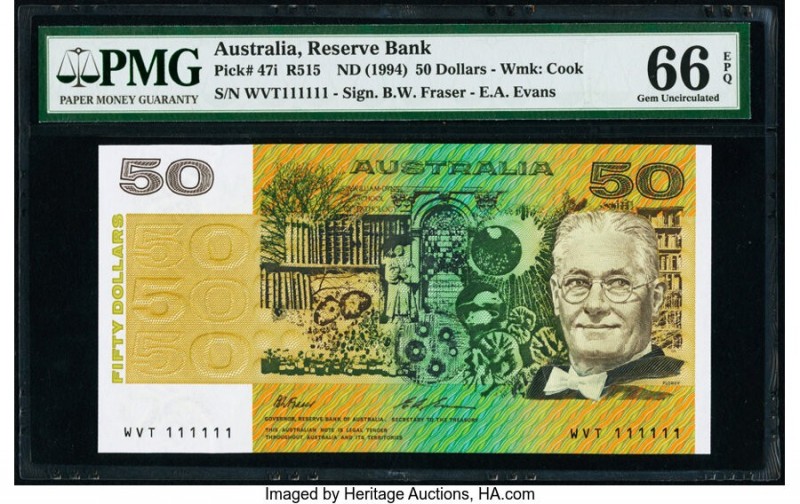 Australia Australia Reserve Bank 50 Dollars ND (1994) Pick 47i R515 Solid 1s Ser...