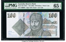 Australia Australia Reserve Bank 100 Dollars ND (1992) Pick 48d R613 Serial Number 1 PMG Gem Uncirculated 65 EPQ. This banknote is especially desirabl...