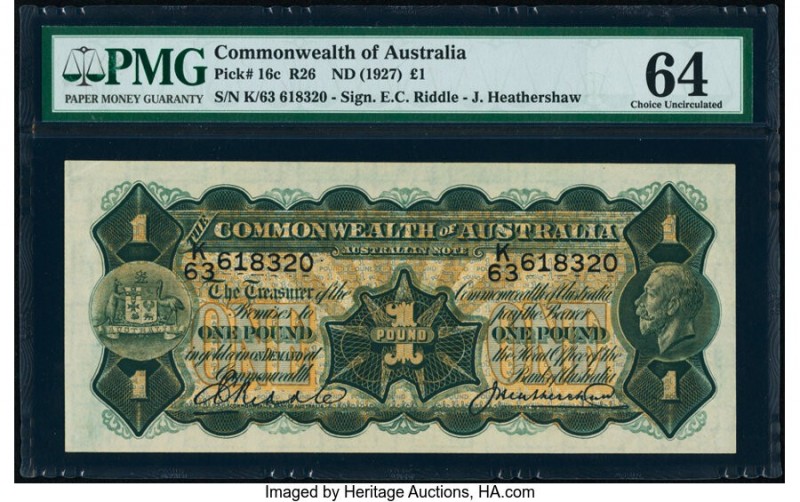 Australia Commonwealth of Australia 1 Pound ND (1927) Pick 16c R26 PMG Choice Un...