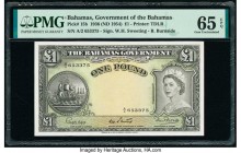 Bahamas Bahamas Government 1 Pound 1936 (ND 1954) Pick 15b PMG Gem Uncirculated 65 EPQ. Deep tones and strong embossing are seen on both sides of this...