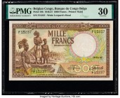 Belgian Congo Banque du Congo Belge 1000 Francs 10.4.1947 Pick 19b PMG Very Fine 30. This well preserved 1000 Francs is tied for the finest grade of a...