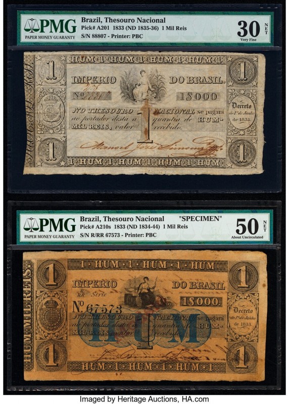 Brazil Imperio do Brasil, Thesouro Nacional Group of 4 Graded Examples. Included...