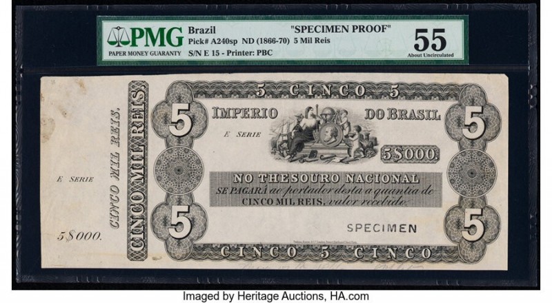 Brazil Thesouro Nacional 5 Mil Reis; 20 Mil Reis ND (1866-70) (2) Pick A240sp; A...