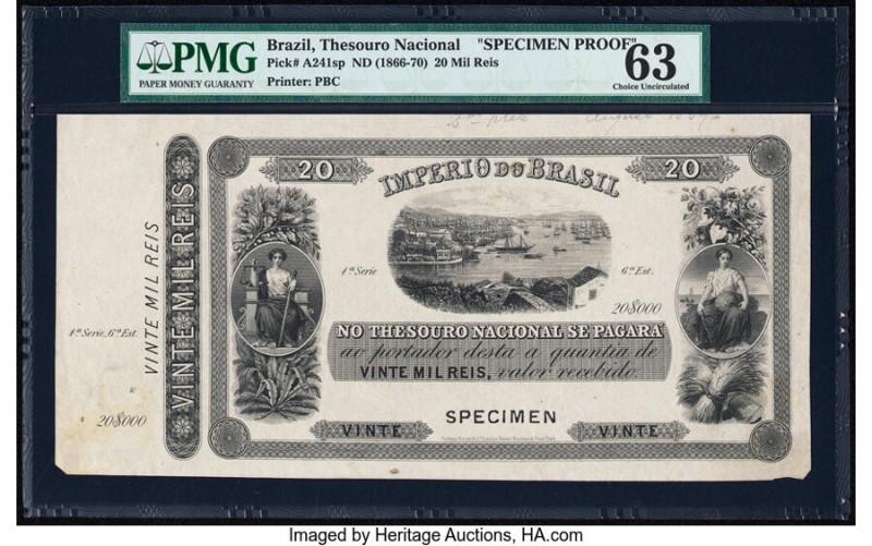 Brazil Thesouro Nacional 20 Mil Reis ND (1866-70) Pick A241sp Specimen Proof PMG...