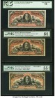 Brazil Imperio do Brasil, Thesouro Nacional Pick Variety Set of 3 Graded Examples. The following notes are included in this lot: 500 Reis ND (1880) Pi...