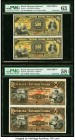 Brazil Thesouro Nacional 500 Reis; 1 Mil Reis ND (1893); ND (1917) Pick 1s; 5s Two Pairs of Uncut Specimen PMG Choice Uncirculated 63; Choice About Un...