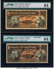 Brazil Thesouro Nacional 1 Mil Reis ND (1917) Pick 5; 5s Issued Note and Specimen Pair PMG Choice Uncirculated 64; Choice Uncirculated 64 Net. An exce...