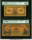 Brazil Thesouro Nacional 5 Mil Reis; 10 Mil Reis ND (1922); ND (1892) Pick 27s; 30s Specimen Pair PMG Choice Uncirculated 63 EPQ; About Uncirculated 5...