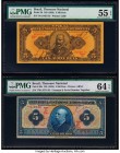 Brazil Thesouro Nacional 5 Mil Reis ND (1923); ND (1925) Pick 28; 29b Two Examples PMG About Uncirculated 55 EPQ; Choice Uncirculated 64 EPQ. Two hand...