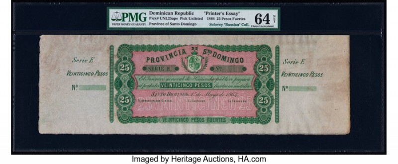 Dominican Republic Province of Santo Domingo 25 Pesos Fuertes 1.5.1864 Pick UNL ...