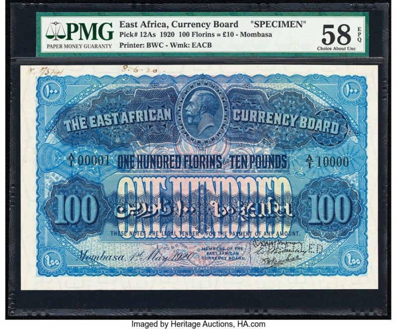 East Africa East African Currency Board 100 Florins = 10 Pounds 1.5.1920 Pick 12...