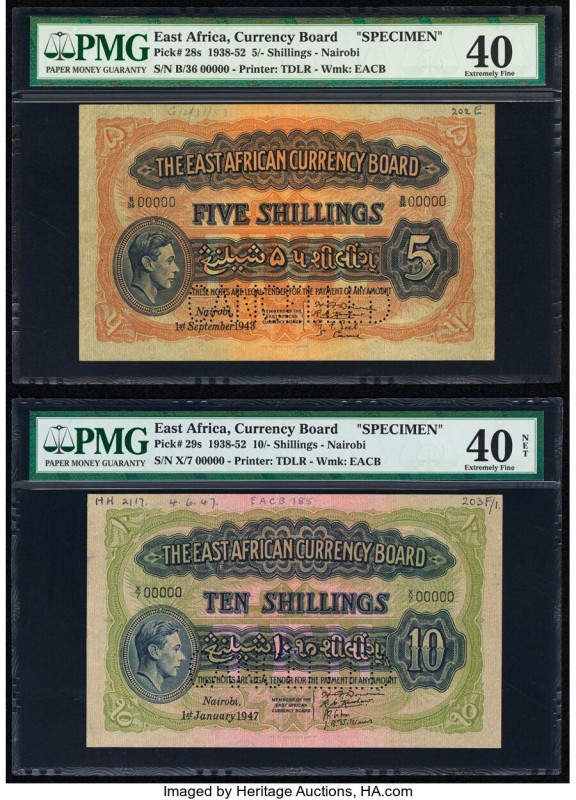 East Africa East African Currency Board Specimen Set of 3 Examples. The followin...