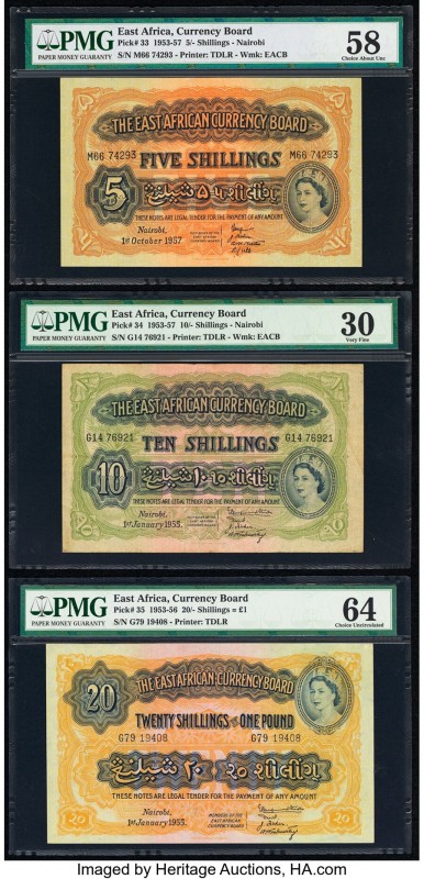 East Africa East African Currency Board Group of 3 Graded Examples. The followin...