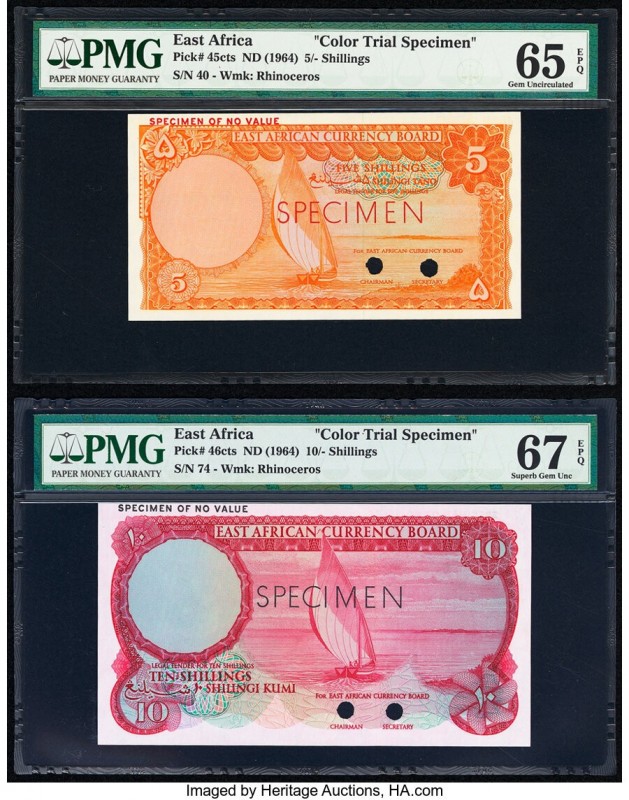 East Africa East African Currency Board Color Trial Specimen Set of 4 Graded Exa...