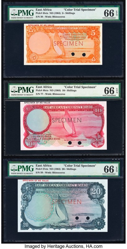 East Africa East African Currency Board Color Trial Specimen Set of 3 Graded Exa...