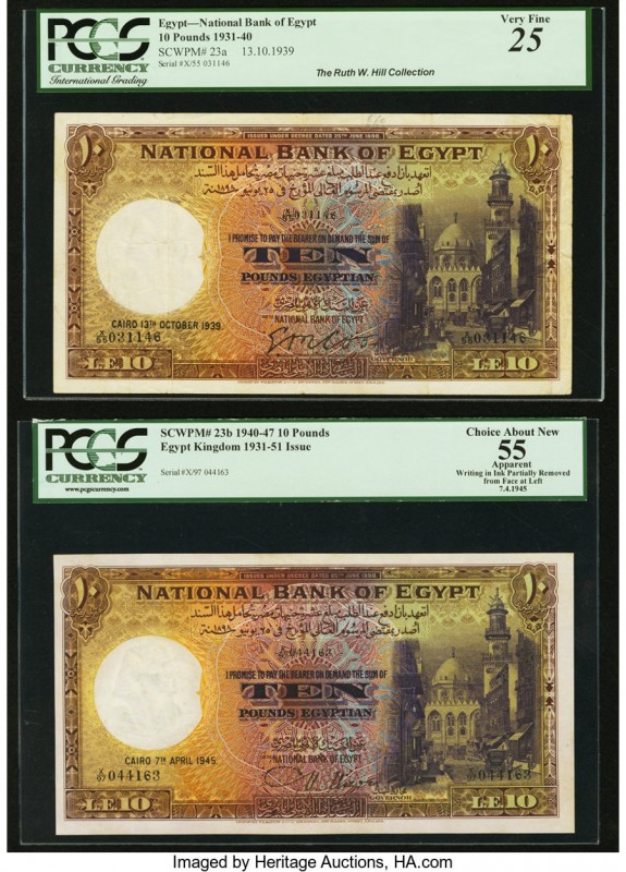 Egypt National Bank of Egypt 10 Pounds 13.10.1939; 7.4.1945; 20.4.1945; 16.5.195...