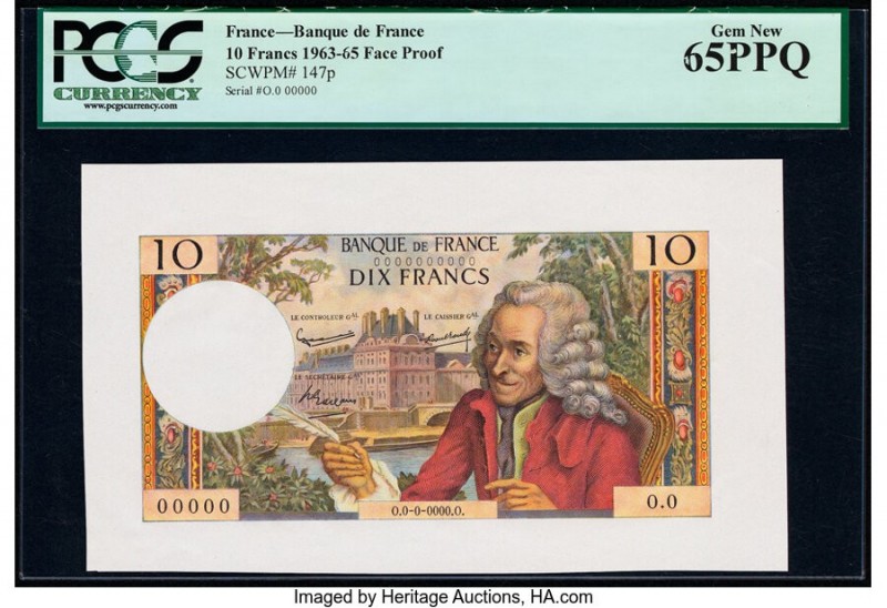 France Banque de France 10 Francs ND (1963-65) Pick 147p Front Proof PCGS Gem Ne...