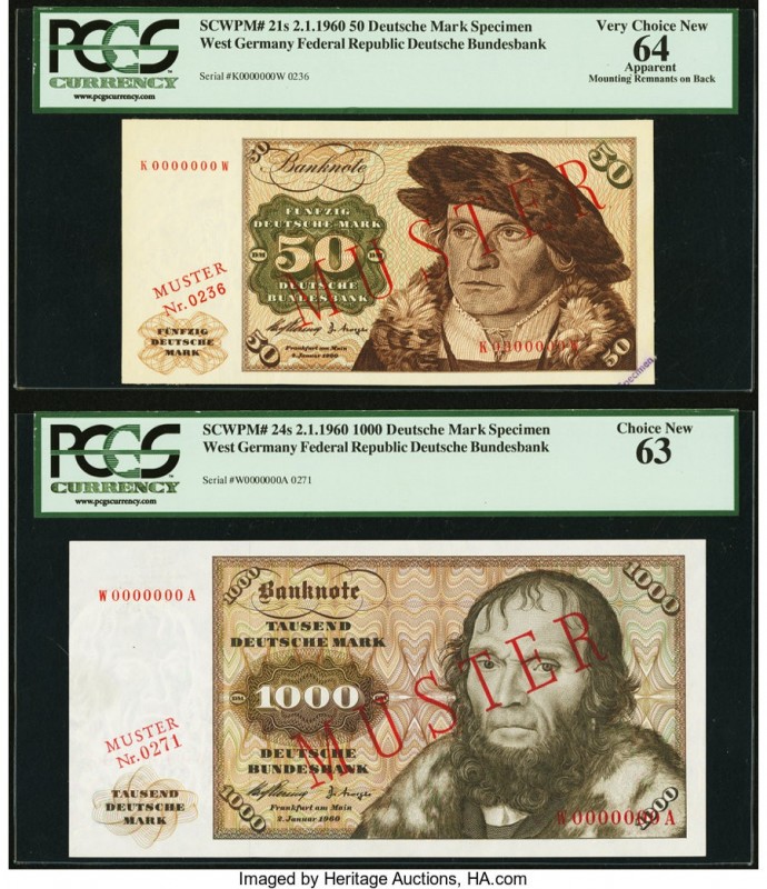 Germany Federal Republic Deutsche Bundesbank 50; 1000 Deutsche Marks 2.1.1960 Pi...