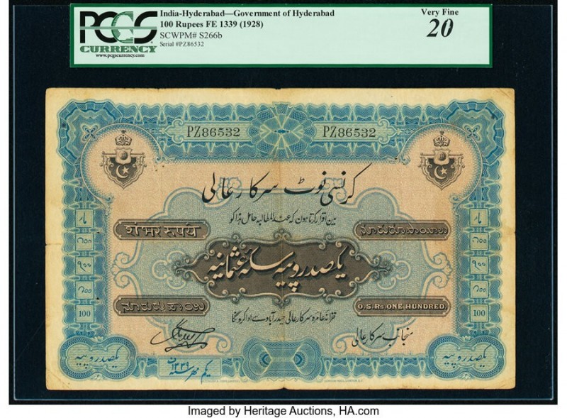 India Princely States, Hyderabad 100 Rupees ND (1920-28) Pick S266b Jhunjhunwall...