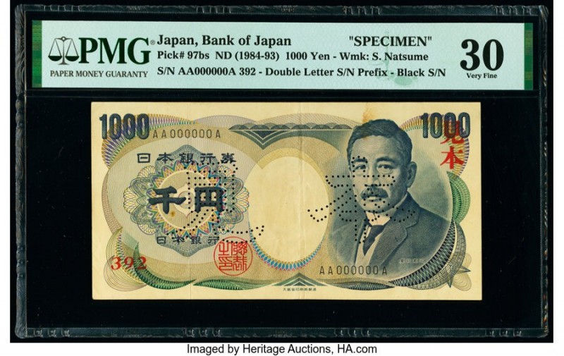 Japan Bank of Japan 1000 Yen ND (1984-93) Pick 97bs Specimen PMG Very Fine 30. J...