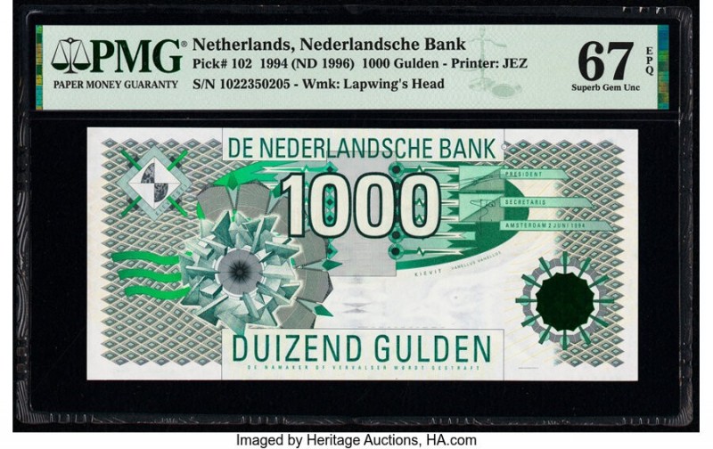 Netherlands Netherlands Bank 1000 Gulden 1994 (ND 1996) Pick 102 PMG Superb Gem ...