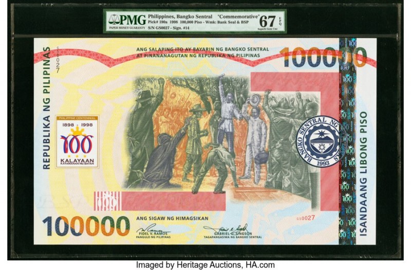 Philippines Philippine National Bank 100,000 Piso 1998 Pick 190a Commemorative P...